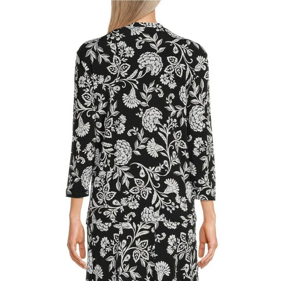 Deals β¨ Allison Daley Boho Floral Print 3/4 Sleeve Open Front Cardigan π - Image 2