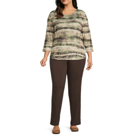 Flash Sale ๐ Allison Daley Plus Size Embellished Stripe Print Hacci 3/4 Sleeve Crew Neck Knit Top Espresso Stripe ๐ 5 Flash Sale ๐ Allison Daley Plus Size Embellished Stripe Print Hacci 3/4 Sleeve Crew Neck Knit Top Espresso Stripe ๐ - Image 3