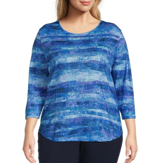 Flash Sale ๐ Allison Daley Plus Size Embellished Stripe Print Hacci 3/4 Sleeve Crew Neck Knit Top Espresso Stripe ๐ 6 Flash Sale ๐ Allison Daley Plus Size Embellished Stripe Print Hacci 3/4 Sleeve Crew Neck Knit Top Espresso Stripe ๐ - Image 4