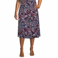 Coupon 👏 Allison Daley Plus Size Paisley Print Pull-On Coordinating A-Line 👗 Skirt Windsor Paisley 😉