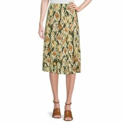 New ✔️ Allison Daley Feathered Ikat Print Pull-On A-Line 👗 Skirt 🔥