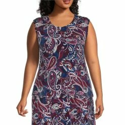 Best Pirce π Allison Daley Plus Size Paisley Print Sleeveless Crew Neck Coordinating Knit Tank Top Windsor Paisley β€οΈ