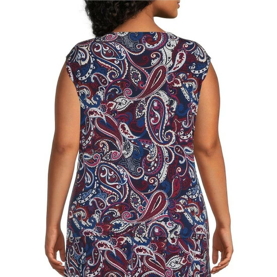 Best Pirce π Allison Daley Plus Size Paisley Print Sleeveless Crew Neck Coordinating Knit Tank Top Windsor Paisley β€οΈ - Image 2