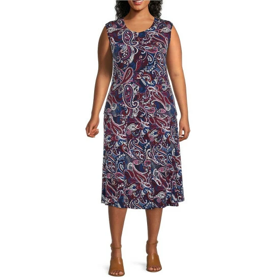 Best Pirce π Allison Daley Plus Size Paisley Print Sleeveless Crew Neck Coordinating Knit Tank Top Windsor Paisley β€οΈ - Image 3