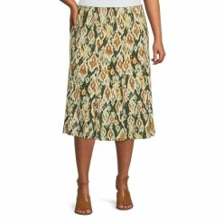 Cheapest 💯 Allison Daley Plus Size Ikat Print Pull-On A-Line 👗 Skirt Feathered Ikat 😀