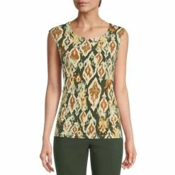 Discount ⭐ Allison Daley Ikat Print Scoop Neck Sleeveless Knit Top Feathered Ikat 🛒