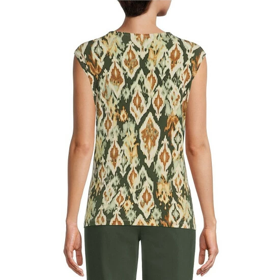 Discount β Allison Daley Ikat Print Scoop Neck Sleeveless Knit Top Feathered Ikat π - Image 2