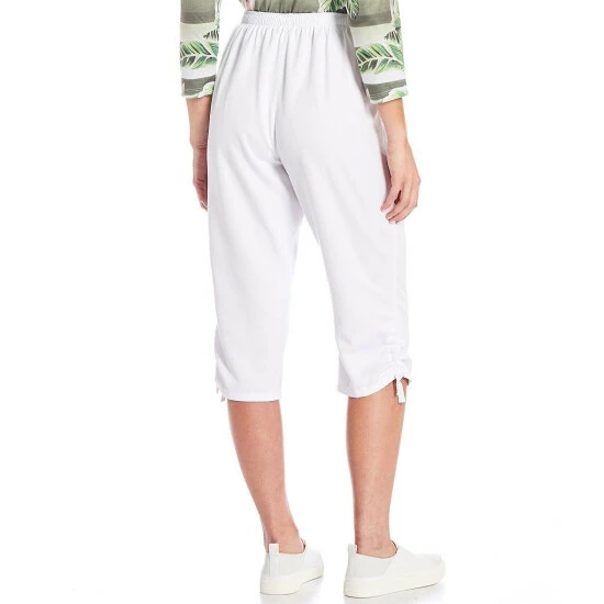 Best reviews of π Allison Daley Petite Size Pull-On Ruched Hem Twill Straight Leg Capri Pants White π - Image 2