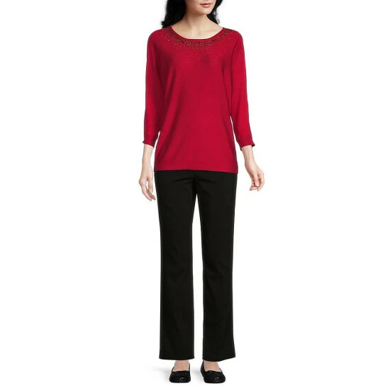 Cheap π― Allison Daley 3/4 Dolman Sleeve Round Neck Embellished Sweater Blush 𧨠- Image 6