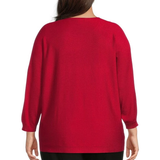 Best reviews of π Allison Daley Plus Size 3/4 Dolman Sleeve Crew Neck Embellished Sweater Blush π€© - Image 5