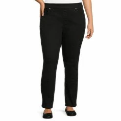 Coupon π Allison Daley Plus Size Straight Leg Stretch Denim Pull-On π Jeans Black β¨