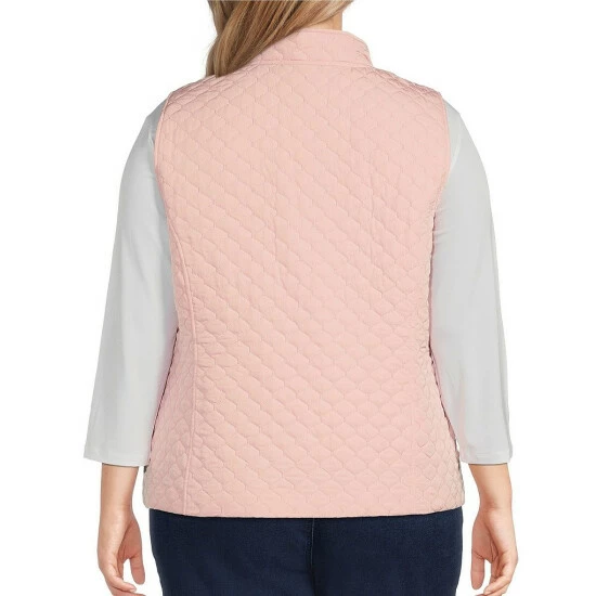 Hot Sale π Allison Daley Plus Size Quilted Mandarin Collar Zip Front Vest Black π₯° - Image 5