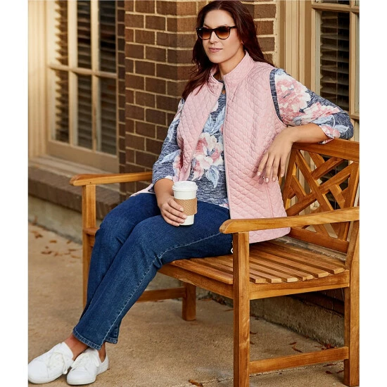 Hot Sale π Allison Daley Plus Size Quilted Mandarin Collar Zip Front Vest Black π₯° - Image 7