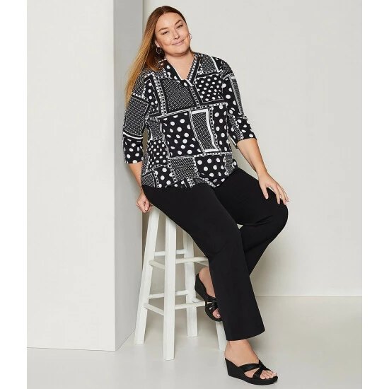 Best reviews of β¨ Allison Daley Plus Size City Stretch Straight Leg Pull-On Pants Black β€οΈ - Image 6