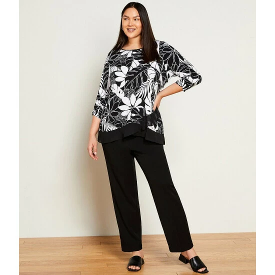 Best reviews of β¨ Allison Daley Plus Size City Stretch Straight Leg Pull-On Pants Black β€οΈ - Image 7