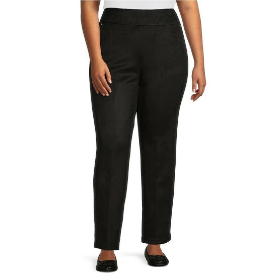 Discount π Allison Daley Plus Size Luxe Suede Straight Leg Pull-On Pants Black β
