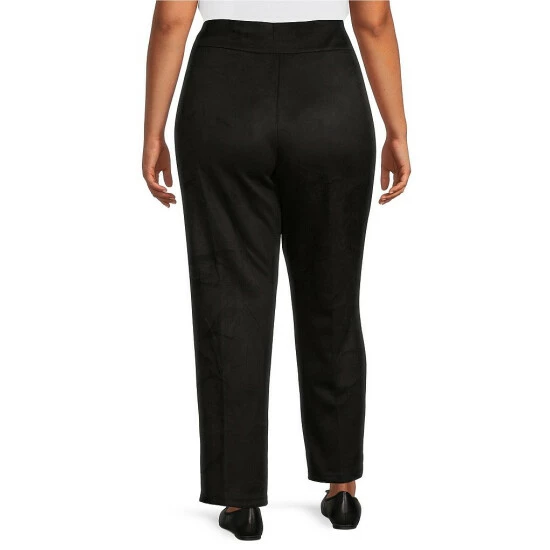 Discount π Allison Daley Plus Size Luxe Suede Straight Leg Pull-On Pants Black β - Image 2