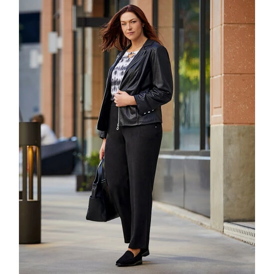 Discount π Allison Daley Plus Size Luxe Suede Straight Leg Pull-On Pants Black β - Image 4