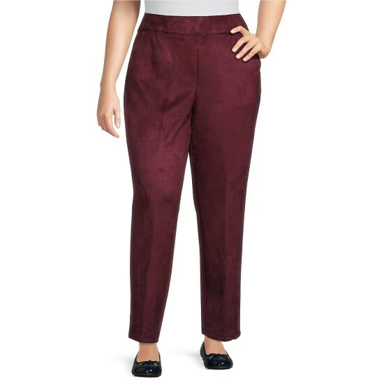 Discount π Allison Daley Plus Size Luxe Suede Straight Leg Pull-On Pants Black β - Image 5