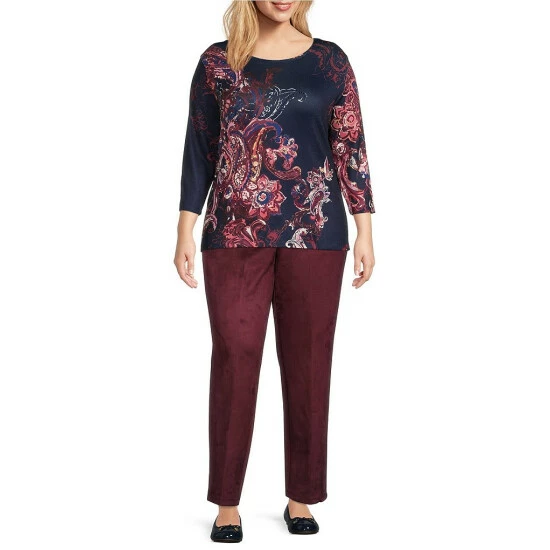 Discount π Allison Daley Plus Size Luxe Suede Straight Leg Pull-On Pants Black β - Image 7