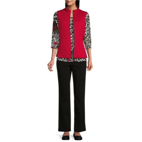 Coupon π Allison Daley Cheetah Floral Print 3/4 Sleeve Keyhole Neck Knit Top π - Image 4