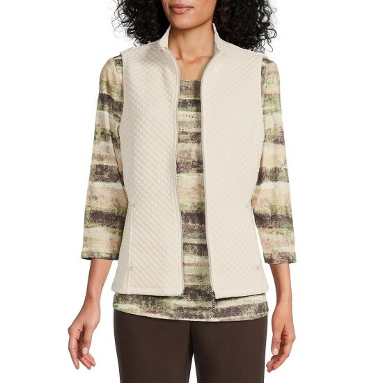 Coupon π Allison Daley Petite Size Mock Neck Metallic Quilted Vest Indigo βοΈ