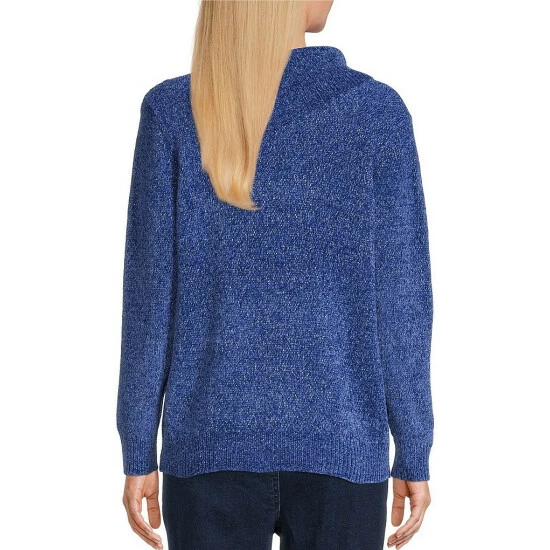 New π Allison Daley Petite Size Long Sleeve Envelope Neck Cable Knit Chenille Sweater Tillandsia Purple π - Image 5