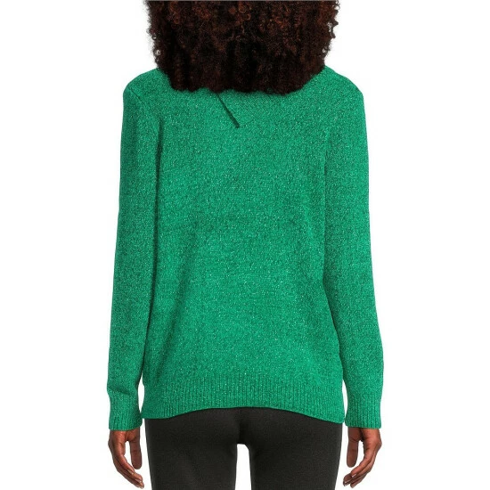 New π Allison Daley Petite Size Long Sleeve Envelope Neck Cable Knit Chenille Sweater Tillandsia Purple π - Image 8