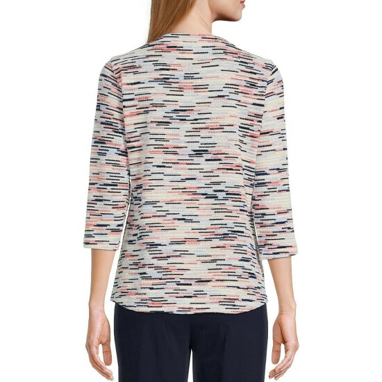Best deal π Allison Daley Petite Size 3/4 Sleeve Crew Neck Knit Top Blush Multi β€οΈ - Image 2