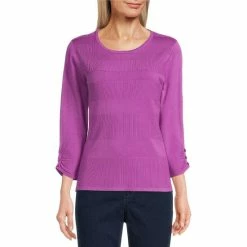 Buy π€© Allison Daley 3/4 Sleeve Jewel Neck Sweater Iris Orchid βοΈ