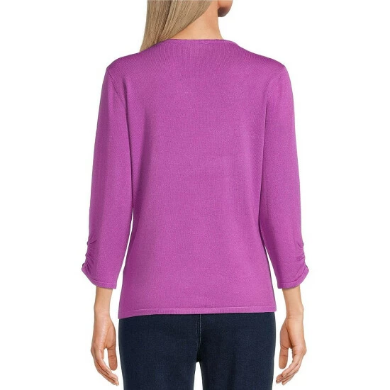 Buy π€© Allison Daley 3/4 Sleeve Jewel Neck Sweater Iris Orchid βοΈ - Image 2