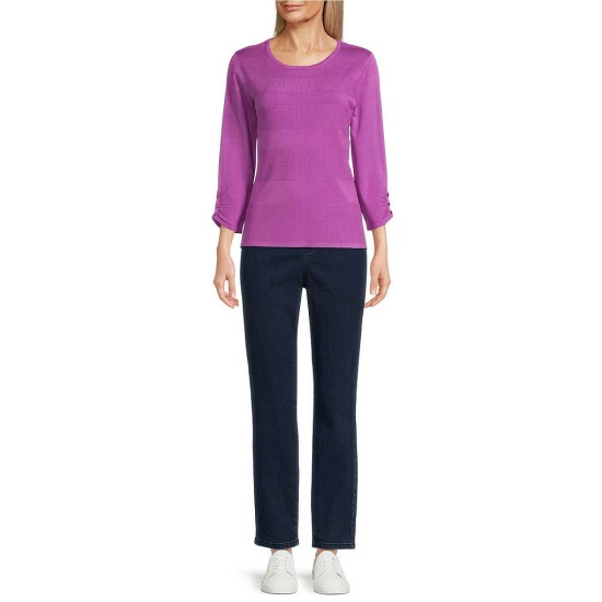 Buy π€© Allison Daley 3/4 Sleeve Jewel Neck Sweater Iris Orchid βοΈ - Image 3