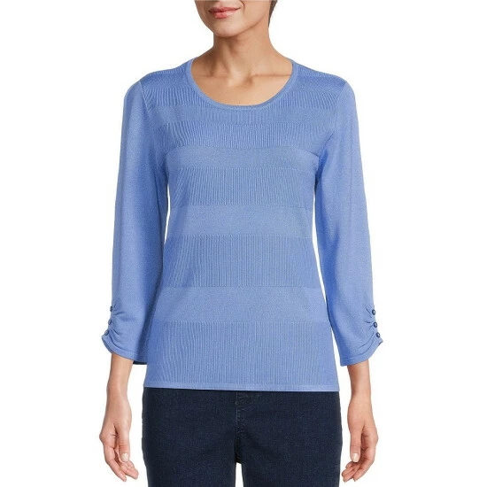 Buy π€© Allison Daley 3/4 Sleeve Jewel Neck Sweater Iris Orchid βοΈ - Image 4