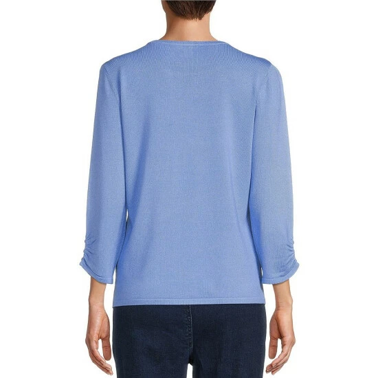 Buy π€© Allison Daley 3/4 Sleeve Jewel Neck Sweater Iris Orchid βοΈ - Image 5