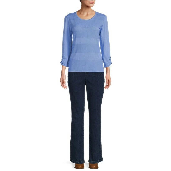 Buy π€© Allison Daley 3/4 Sleeve Jewel Neck Sweater Iris Orchid βοΈ - Image 6