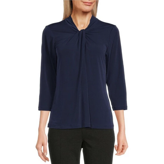 Best Pirce π Allison Daley 3/4 Sleeve Twisted V-Neck Knit Top True Navy βοΈ - Image 5