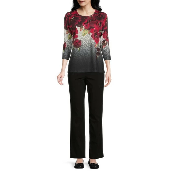 New π Allison Daley Animal Floral Print 3/4 Sleeve Round Neck Knit Top π€© - Image 3