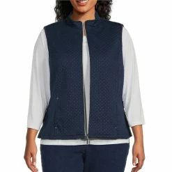 Top 10 π Allison Daley Plus Size Metallic Mock Neck Quilted Vest Indigo βοΈ