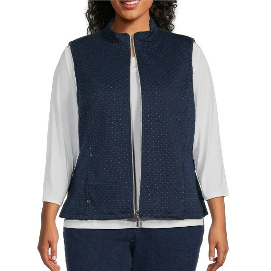 Top 10 π Allison Daley Plus Size Metallic Mock Neck Quilted Vest Indigo βοΈ