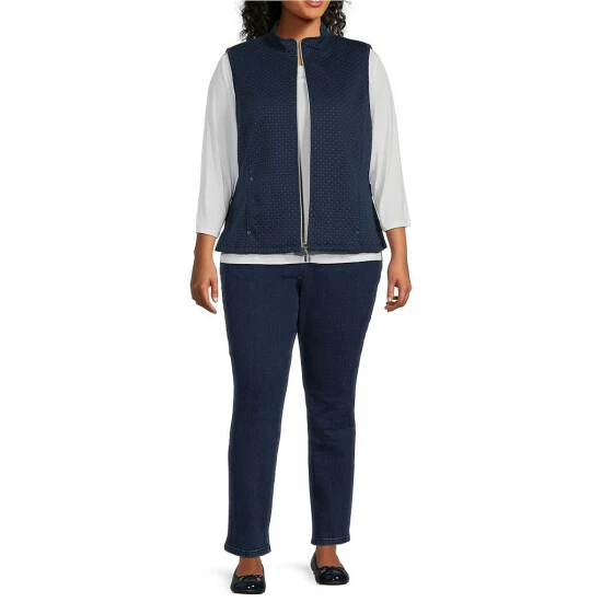 Top 10 π Allison Daley Plus Size Metallic Mock Neck Quilted Vest Indigo βοΈ - Image 3