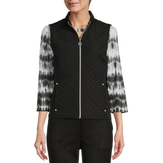 Best reviews of π Allison Daley Petite Size Quilted Woven Mandarin Collar Zip Front Vest Blush π - Image 4