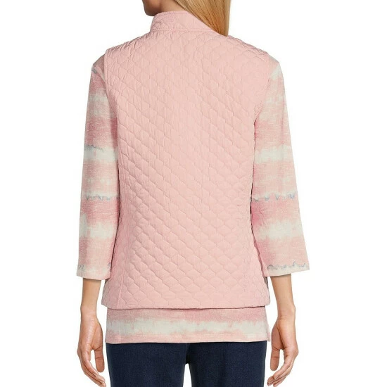 Best reviews of π Allison Daley Petite Size Quilted Woven Mandarin Collar Zip Front Vest Blush π - Image 6
