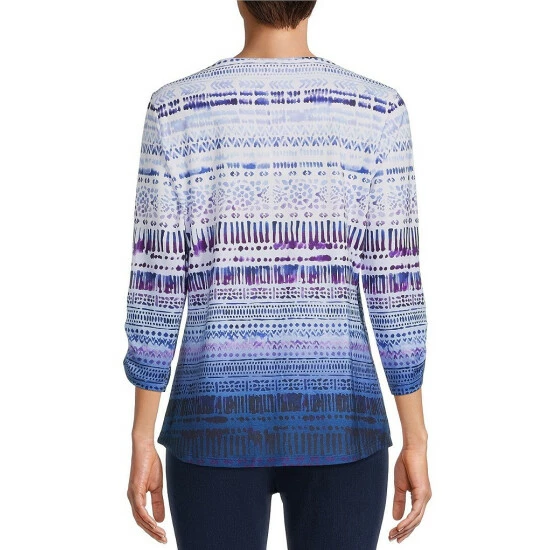 Buy π Allison Daley Ombre Stripe Print Crew Neck 3/4 Sleeve Knit Top Willow Tier π - Image 2