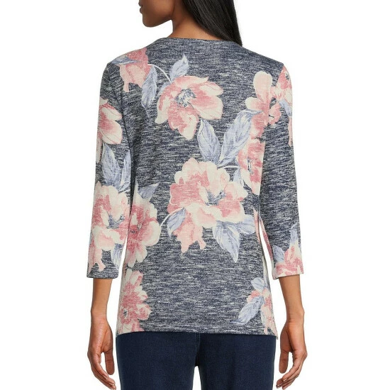 Brand new π Allison Daley Floral Print 3/4 Sleeve Crisscross V-Neck Knit Top Blush Floral 𧨠- Image 2