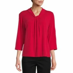 Best deal β¨ Allison Daley Petite Size 3/4 Sleeve Twisted V-Neck Knit Top True Navy π