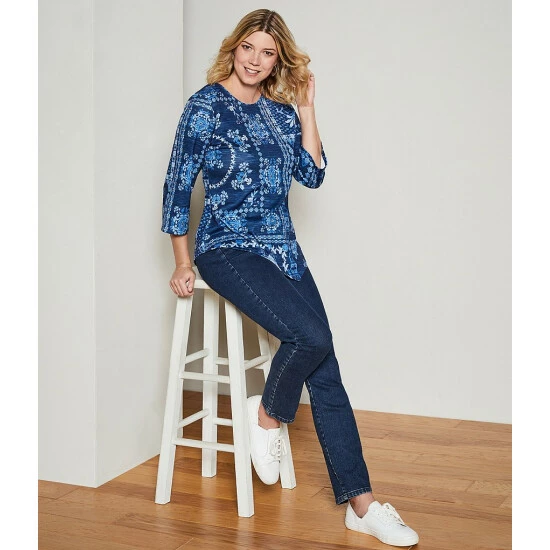 Promo β Allison Daley Straight Leg Stretch Denim Pull-On π Jeans Dark Indigo β€οΈ - Image 8