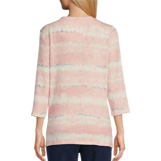 Cheap π₯° Allison Daley Petite Size Embellished 3/4 Sleeve Crew Neck Knit Top Blush Waves π - Image 5