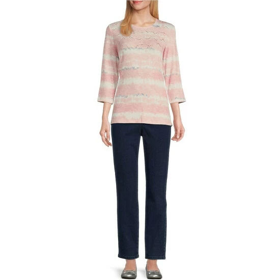 Cheap π₯° Allison Daley Petite Size Embellished 3/4 Sleeve Crew Neck Knit Top Blush Waves π - Image 6
