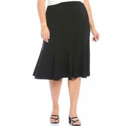 Best deal 🧨 Allison Daley Plus Size City Stretch Gored Panel 👗 Skirt Black 🔔