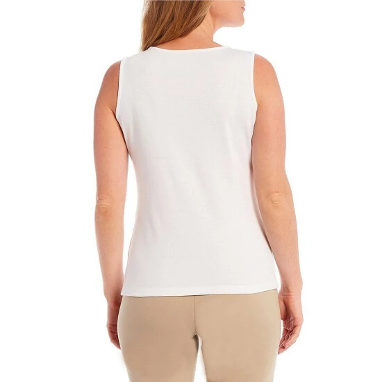 Coupon π Allison Daley Scoop Neck Sleeveless Knit Tank White 𧨠- Image 8